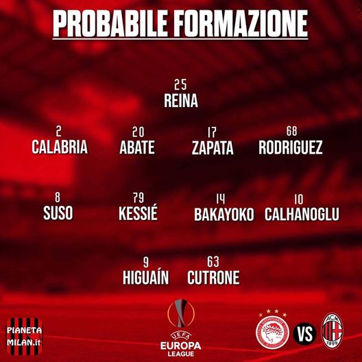 Olympiacos Milan, @PianetaMilan Olympiacos Milan, @PianetaMilan