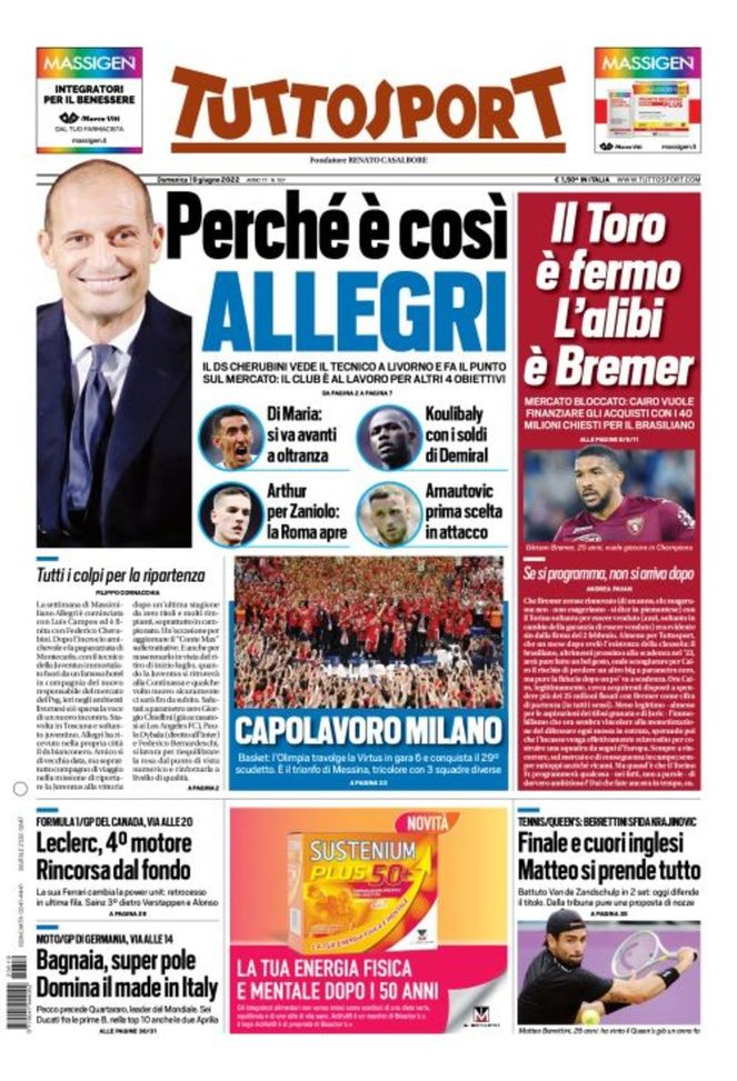 Prima pagina Tuttosport: “Juventus, perché è così Allegri” - Pianeta Milan