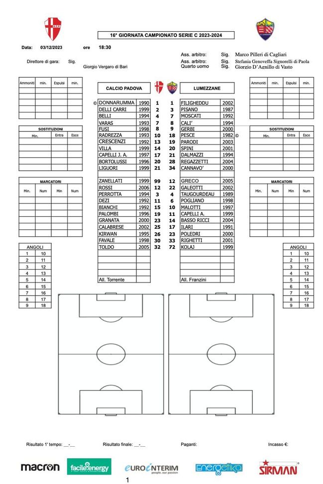 FINALE PADOVA-LUMEZZANE 1-1 (6′ Capelli, 27′ Moscati) - immagine 3