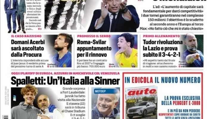 EDICOLA / CdS: Acerbi, verdetto prima del prossimo turno di A. Juve vera in tre anni - immagine 1