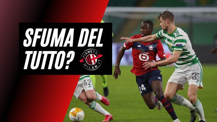 Uno scontro tra Boubakary Soumaré (centrocampista Lille) e Kristoffer Ajer (difensore Celtic), entrambi obiettivi di calciomercato del Milan | AC Milan News (Getty Images) 