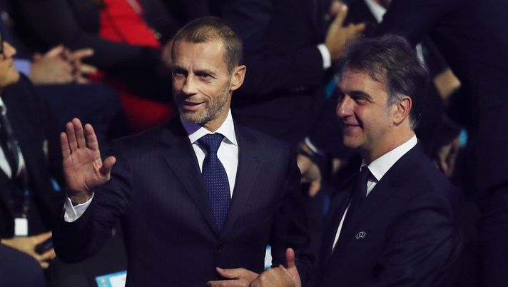 BUCHAREST, ROMANIA - NOVEMBER 30: Aleksander Ceferin, President of UEFA reacts prior to the UEFA Euro 2020 Final Draw Ceremony at the Romexpo on November 30, 2019 in Bucharest, Romania. (Photo by Catherine Ivill/Getty Images) 