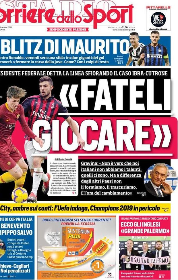 Prima Pagina, Corriere dello Sport: “Ecco gli inglesi ‘Grande Palermo’. Fateli giocare. Il blitz di Maurito…” Prima Pagina, Corriere dello Sport: “Ecco gli inglesi ‘Grande Palermo’. Fateli giocare. Il blitz di Maurito…”