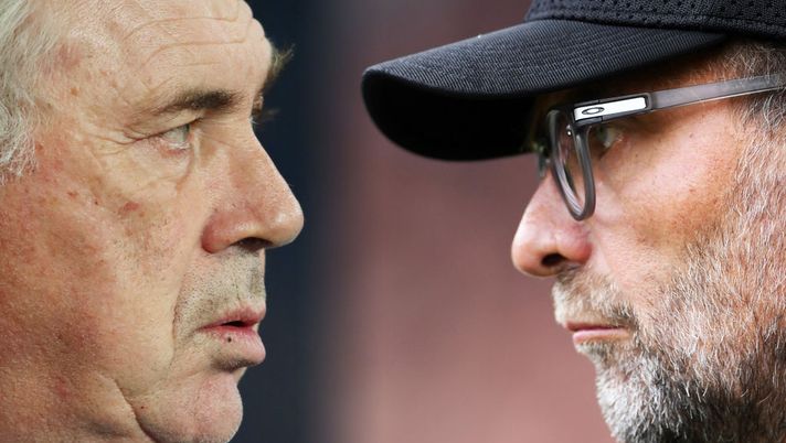 FILE PHOTO (EDITORS NOTE: COMPOSITE OF IMAGES - Image numbers 1197011810, 1177630705- GRADIENT ADDED) In this composite image a comparison has been made between Carlo Ancelotti, Manager of Everton (L) and Jurgen Klopp, Manager of Liverpool. Everton and Liverpool meet in the Merseyside derby on June 21,2020 at Goodison Park in Liverpool, England. ***LEFT IMAGE*** MANCHESTER, ENGLAND - JANUARY 01: Carlo Ancelotti, Manager of Everton looks on during the Premier League match between Manchester City and Everton FC at Etihad Stadium on January 01, 2020 in Manchester, United Kingdom. (Photo by Clive Brunskill/Getty Images) ***RIGHT IMAGE*** SHEFFIELD, ENGLAND - SEPTEMBER 28: Jurgen Klopp, Manager of Liverpool looks on during the Premier League match between Sheffield United and Liverpool FC at Bramall Lane on September 28, 2019 in Sheffield, United Kingdom. (Photo by Laurence Griffiths/Getty Images) FILE PHOTO (EDITORS NOTE: COMPOSITE OF IMAGES - Image numbers 1197011810, 1177630705- GRADIENT ADDED) In this composite image a comparison has been made between Carlo Ancelotti, Manager of Everton (L) and Jurgen Klopp, Manager of Liverpool. Everton and Liverpool meet in the Merseyside derby on June 21,2020 at Goodison Park in Liverpool, England. ***LEFT IMAGE*** MANCHESTER, ENGLAND - JANUARY 01: Carlo Ancelotti, Manager of Everton looks on during the Premier League match between Manchester City and Everton FC at Etihad Stadium on January 01, 2020 in Manchester, United Kingdom. (Photo by Clive Brunskill/Getty Images) ***RIGHT IMAGE*** SHEFFIELD, ENGLAND - SEPTEMBER 28: Jurgen Klopp, Manager of Liverpool looks on during the Premier League match between Sheffield United and Liverpool FC at Bramall Lane on September 28, 2019 in Sheffield, United Kingdom. (Photo by Laurence Griffiths/Getty Images)