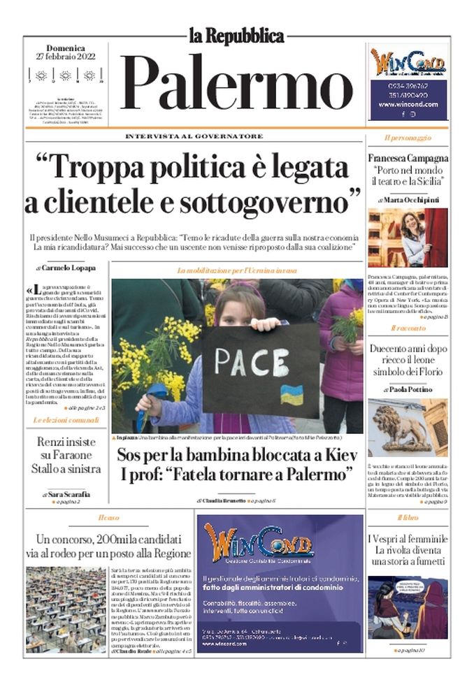 Prima Pagina, La Repubblica-Palermo: “Troppa politica è legata a clientele e sottogoverno” Prima Pagina, La Repubblica-Palermo: “Troppa politica è legata a clientele e sottogoverno” - immagine 1