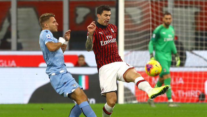 Alessio Romagnoli e Ciro Immobile durante Milan-Lazio (Getty Images) 