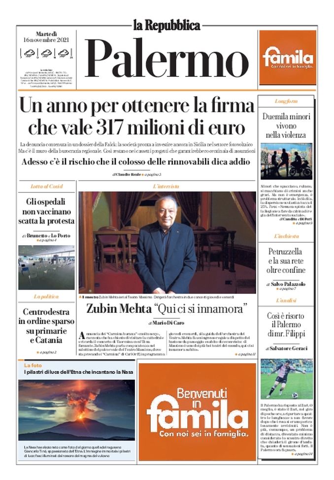 Prima Pagina, La Repubblica: “Così è risorto il Palermo di Filippi”  Prima Pagina