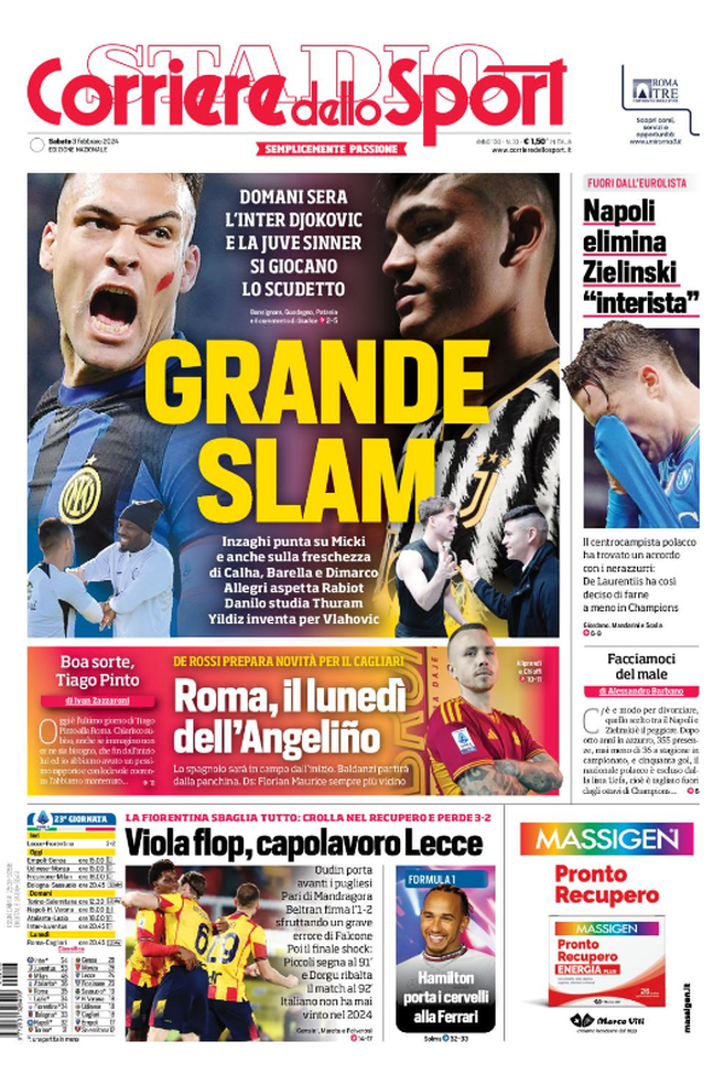 Prima Pagina Corriere dello Sport 03-03-2024
