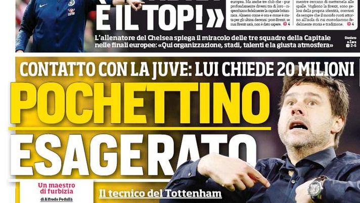 Prima Pagina, Corriere dello Sport: “Pochettino esagerato. Palermo in Serie C e Zamparini radiato” 