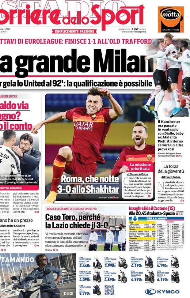 Il Corriere dello Sport, la prima pagina di oggi, venerdì 12 marzo 2021 Il Corriere dello Sport, la prima pagina di oggi, venerdì 12 marzo 2021