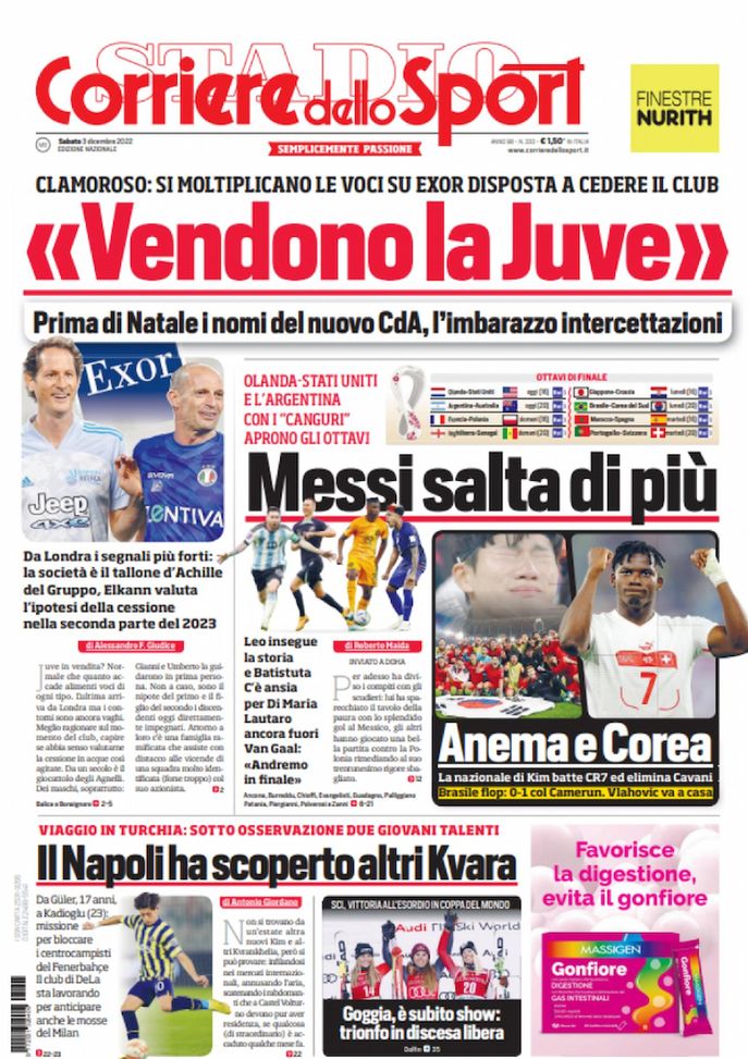 EDICOLA CDS – ‘Vendono la Juve’. Exor sarebbe disposta a cedere il club - immagine 1