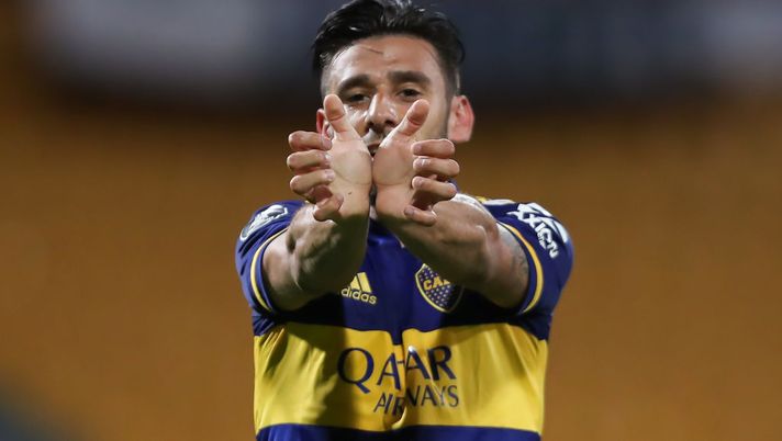 MEDELLIN, COLOMBIA - SEPTEMBER 24: Eduardo Salvio of Boca Juniors celebrates after scoring his team's first goal during a group H match of Copa CONMEBOL Libertadores 2020 between Independiente Medellin and Boca Juniors at Estadio Atanasio Girardot on September 24, 2020 in Medellin, Colombia. (Photo by Fernado Vergara-Pool/Getty Images) MEDELLIN, COLOMBIA - SEPTEMBER 24: Eduardo Salvio of Boca Juniors celebrates after scoring his team's first goal during a group H match of Copa CONMEBOL Libertadores 2020 between Independiente Medellin and Boca Juniors at Estadio Atanasio Girardot on September 24, 2020 in Medellin, Colombia. (Photo by Fernado Vergara-Pool/Getty Images)