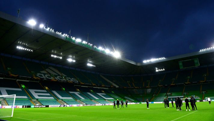 Celtic Park di Glasgow, con il Milan in campo alla vigilia della sfida d'Europa League (credits: Getty Images) 