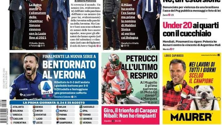 Prima Pagina, Corriere dello Sport: “Il gioco è fatto. Passione Sarri. Neymar: stupro? Bentornato Verona”  Prima Pagina, Corriere dello Sport: “Il gioco è fatto. Passione Sarri. Neymar: stupro? Bentornato Verona”