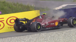 F1 GP Austria: le fiamme sulla Ferrari di Sainz (video)