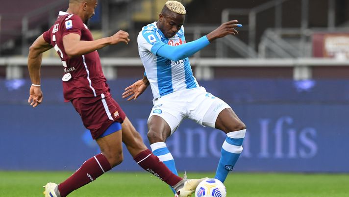 TURIN, ITALY - APRIL 26: Vìctor Osimhen of Napoli scores the 0-2 goal  of Napoli during the Serie A match between Torino FC and SSC Napoli at Stadio Olimpico di Torino on April 26, 2021 in Turin, Italy. (Photo by SSC NAPOLI/SSC NAPOLI via Getty Images) 