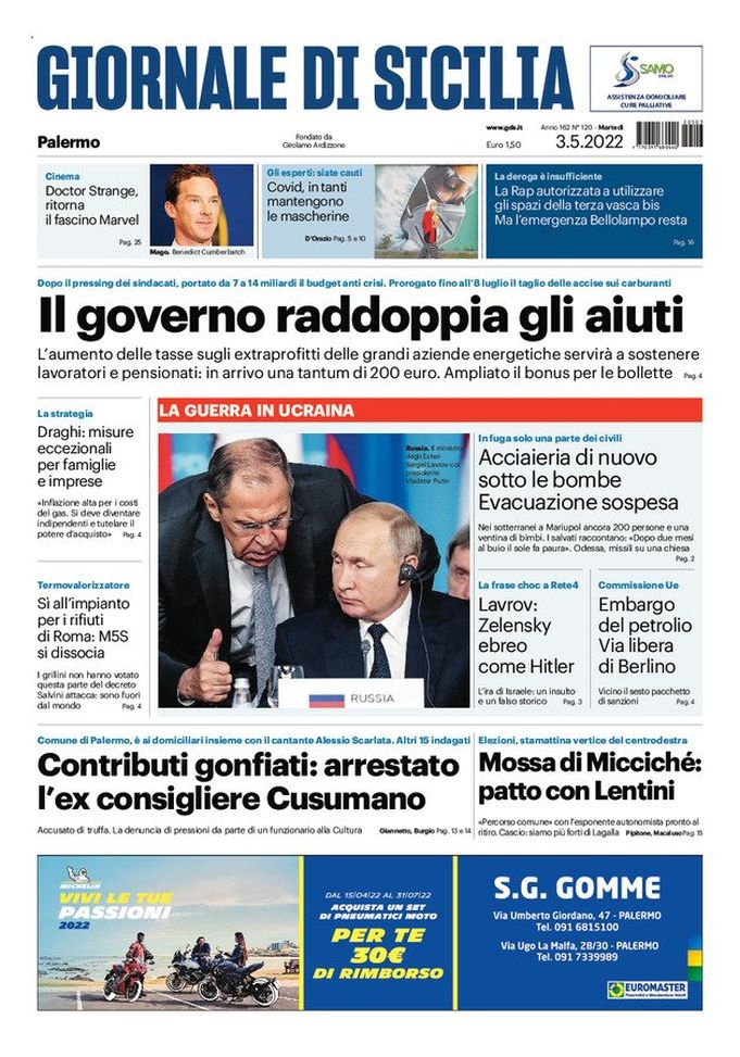 Prima Pagina, Giornale di Sicilia: “Covid, in tanti mantengono le mascherine”  Prima Pagina