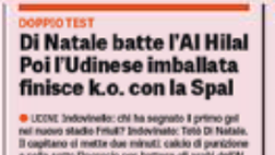 Gazzetta: Di Natale batte l’Al Hilal. Poi l’Udinese finisce k.o.