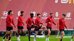 Trigoria, seduta di allenamento per la Roma. Vina e Calafiori ancora out