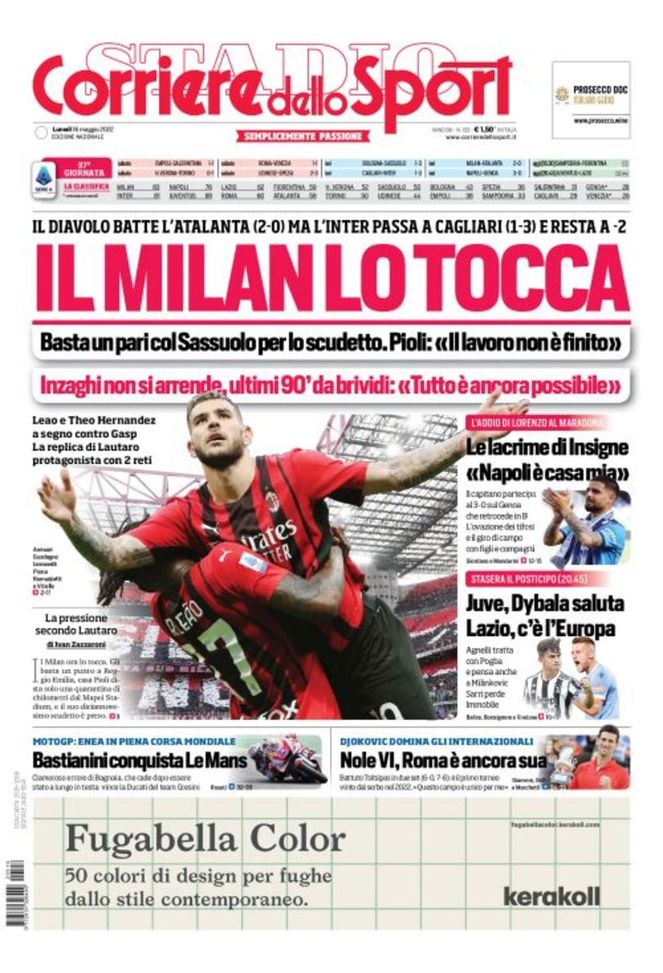 Prima Pagina, Corriere dello Sport: “Il Milan lo tocca. Juve, Dybala saluta”  Prima Pagina