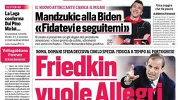 Prima Pagina, Corriere dello Sport: “Friedkin vuole Allegri! Mandzukic alla Biden, Lazio batte Parma”
