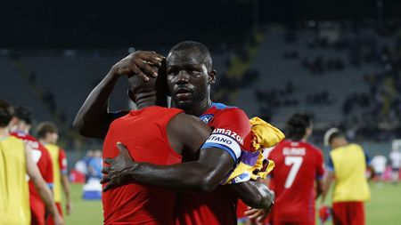 FLORENCE, ITALY - OCTOBER 03: Vitor Osimhen and Kalidou Koulibaly of SSC Napoli celebrates the victory after during the Serie A match between ACF Fiorentina v SSC Napoli at Stadio Artemio Franchi on October 3, 2021 in Florence, Italy. (Photo by Gabriele Maltinti/Getty Images) FLORENCE, ITALY - OCTOBER 03: Vitor Osimhen and Kalidou Koulibaly of SSC Napoli celebrates the victory after during the Serie A match between ACF Fiorentina v SSC Napoli at Stadio Artemio Franchi on October 3, 2021 in Florence, Italy. (Photo by Gabriele Maltinti/Getty Images)