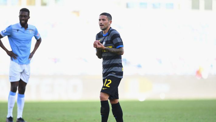 ROME, ITALY - OCTOBER 04:  Stefano Sensi  of FC Internazionale reacts during the Serie A match between SS Lazio and FC Internazionale at Stadio Olimpico on October 4, 2020 in Rome, Italy.  (Photo by Claudio Villa - Inter/Inter via Getty Images) 