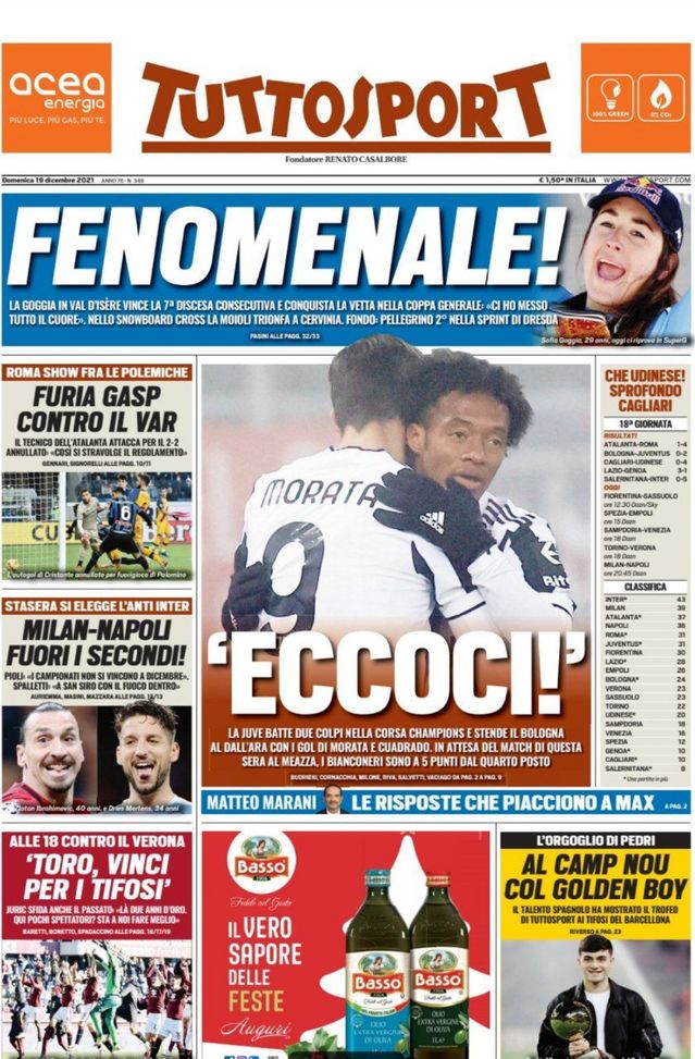 Prima Pagina, Tuttosport: “Eccoci! Milan-Napoli, fuori i secondi. Furia Gasp” - immagine 1