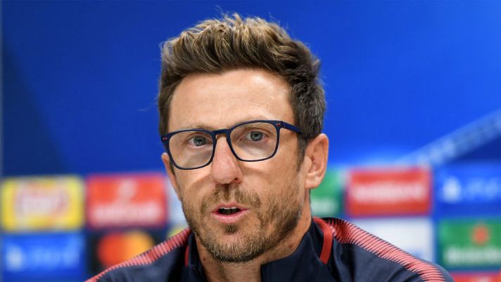 Roma's coach from Italy Eusebio Di Francesco gives a press conference in Baku on September 26, 2017 on the eve of the UEFA Champions League Group C football match between Qarabag FK and AS Roma. / AFP PHOTO / Vano Shlamov (Photo credit should read VANO SHLAMOV/AFP/Getty Images) Dzeko non segna? Di Francesco: “I gol arriveranno, ma è determinante” - immagine 1