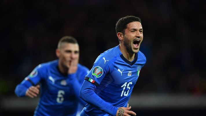Stefano Sensi esulta per il gol in Italia-Liechtenstein 6-0 (credits: GETTY Images) 