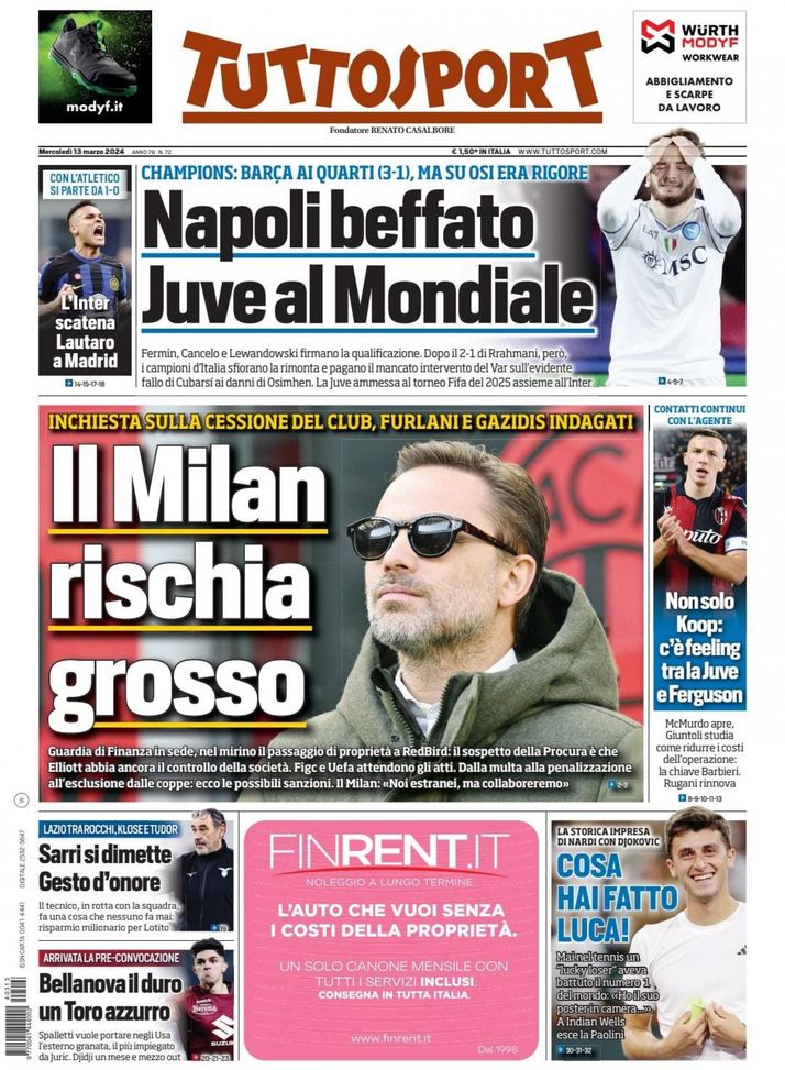 EDICOLA TS – L’Inter scatena Lautaro a Madrid. Il Milan rischia grosso - immagine 1