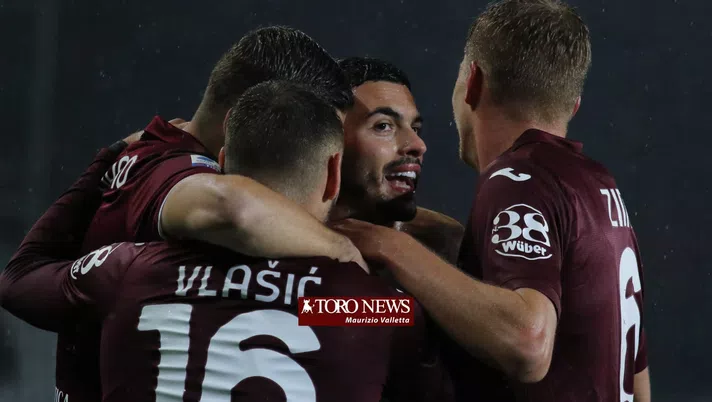 Torino-Sampdoria, esultanza Radonjic Buongiorno Vlasic