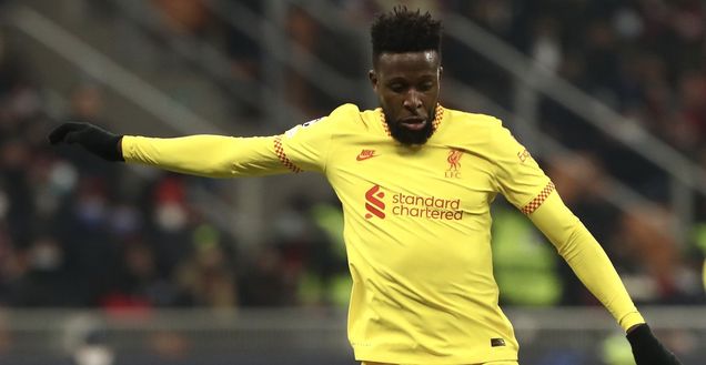 Divock Origi (attaccante Liverpool) durante Milan-Liverpool 1-2 (Champions League 2021-2022) | AC Milan News (Getty Images) Divock Origi Liverpool Milan-Liverpool 1-2 Champions League 2021-2022
