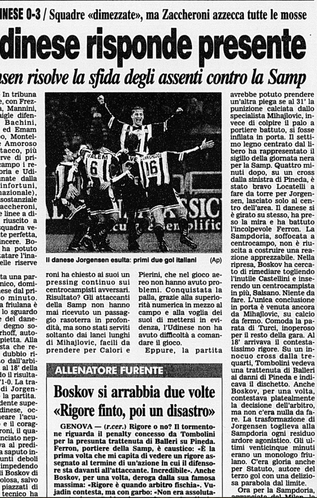 Accadde Oggi: 23/2/98 L’Udinese annienta la Samp