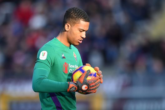 TURIN, ITALY - JANUARY 13: Alban Lafont of ACF Fiorentina looks on during the Coppa Italia match between Torino FC and ACF Fiorentina at Olimpico Stadium on January 13, 2019 in Turin, Italy. (Photo by Valerio Pennicino/Getty Images)  Lafont