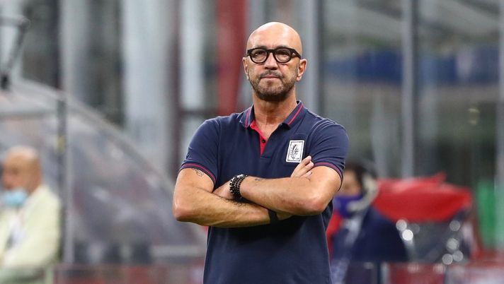 during the Serie A match between AC Milan and Cagliari Calcio at Stadio Giuseppe Meazza on August 1, 2020 in Milan, Italy. 