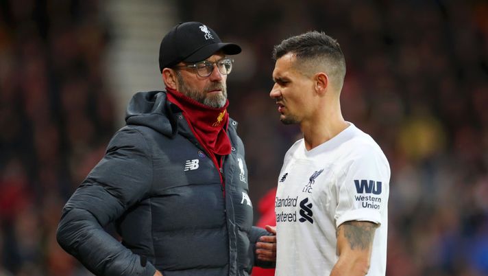 BOURNEMOUTH, ENGLAND - DECEMBER 07: Jurgen Klopp, Manager of Liverpool talks to Dejan Lovren of Liverpool during the Premier League match between AFC Bournemouth and Liverpool FC at Vitality Stadium on December 07, 2019 in Bournemouth, United Kingdom. (Photo by Catherine Ivill/Getty Images) BOURNEMOUTH, ENGLAND - DECEMBER 07: Jurgen Klopp, Manager of Liverpool talks to Dejan Lovren of Liverpool during the Premier League match between AFC Bournemouth and Liverpool FC at Vitality Stadium on December 07, 2019 in Bournemouth, United Kingdom. (Photo by Catherine Ivill/Getty Images)