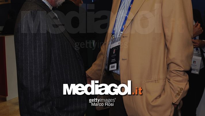 ROME, ITALY - MARCH 06:  SSC Napoli President Aurelio De Laurentis and Palermo president Maurizio Zamparini attend the Italian Football Federation (FIGC) new president elections on March 6, 2017 in Rome, Italy.  (Photo by Marco Rosi/Getty Images)  Zamparini