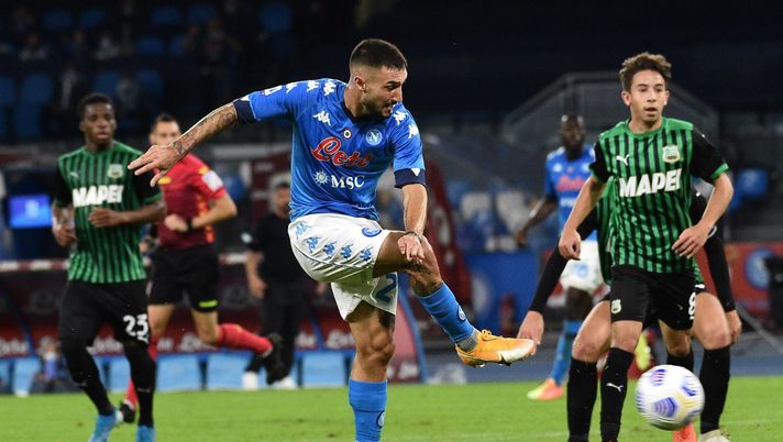NAPLES, ITALY - NOVEMBER 01:  Matteo Politano of Napoli during the Serie A match between SSC Napoli and US Sassuolo at Stadio San Paolo on November 01, 2020 in Naples, Italy. (Photo by SSC NAPOLI/SSC NAPOLI via Getty Images) 