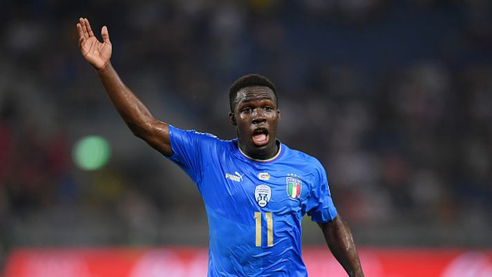 BOLOGNA, ITALY - JUNE 04: Degnand Wilfried Gnonto of Italy reacts during the UEFA Nations League League A Group 3 match between Italy and Germany at Renato Dall'Ara Stadium on June 04, 2022 in Bologna, Italy. (Photo by Claudio Villa/Getty Images) RISCOSSA AZZURRA