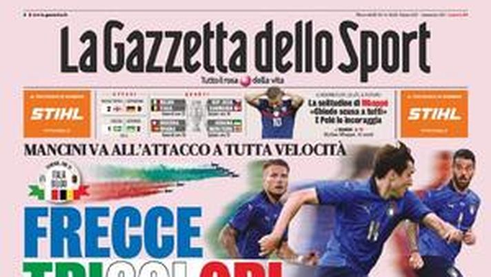 Prima Pagina, La Gazzetta dello Sport: “Frecce tricolori. Il principe Sterling” 