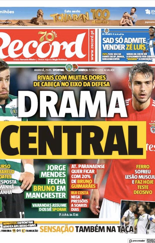 Verso Sporting Lisbona-Benfica: un derby senza tanti pezzi da 90 Verso Sporting Lisbona-Benfica: un derby senza tanti pezzi da 90