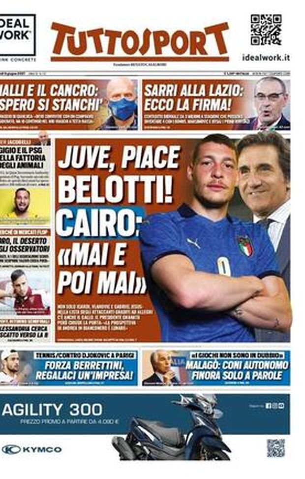 Prima Pagina, Tuttosport: &#8220;Juve, piace Belotti!&#8221;. E Cairo&#8230; 