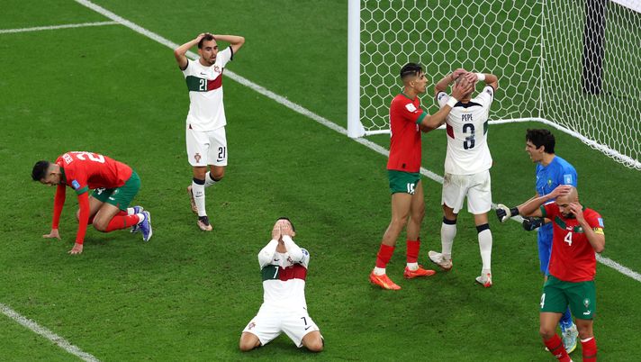 Mondiale, il Marocco elimina il Portogallo di Cristiano Ronaldo e Leao (getty images) Mondiale, il Marocco elimina il Portogallo di Cristiano Ronaldo e Leao (getty images)
