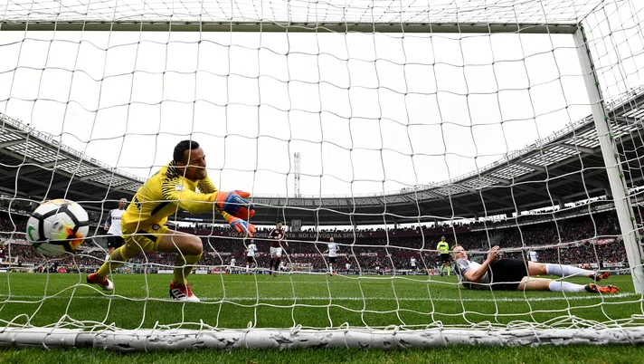 TURIN, ITALY - APRIL 08:  Adem Ljajic of Torino FC (not in the frame) scores the opening goal during the serie A match between Torino FC and FC Internazionale at Stadio Olimpico di Torino on April 8, 2018 in Turin, Italy.  (Photo by Claudio Villa - Inter/Inter via Getty Images)