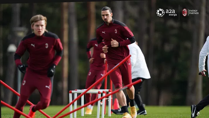 Zlatan Ibrahimovic e Jens Petter Hauge in allenamento (acmilan.com)