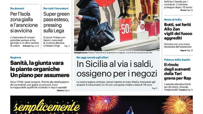 Prima Pagina, Giornale di Sicilia: “Basta con i tamponi inutili” Prima Pagina, Giornale di Sicilia: “Basta con i tamponi inutili” - immagine 1