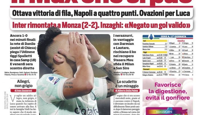 EDICOLA CDS – Inter rimontata a Monza (2-2). Inzaghi: “Negato gol valido” - immagine 1