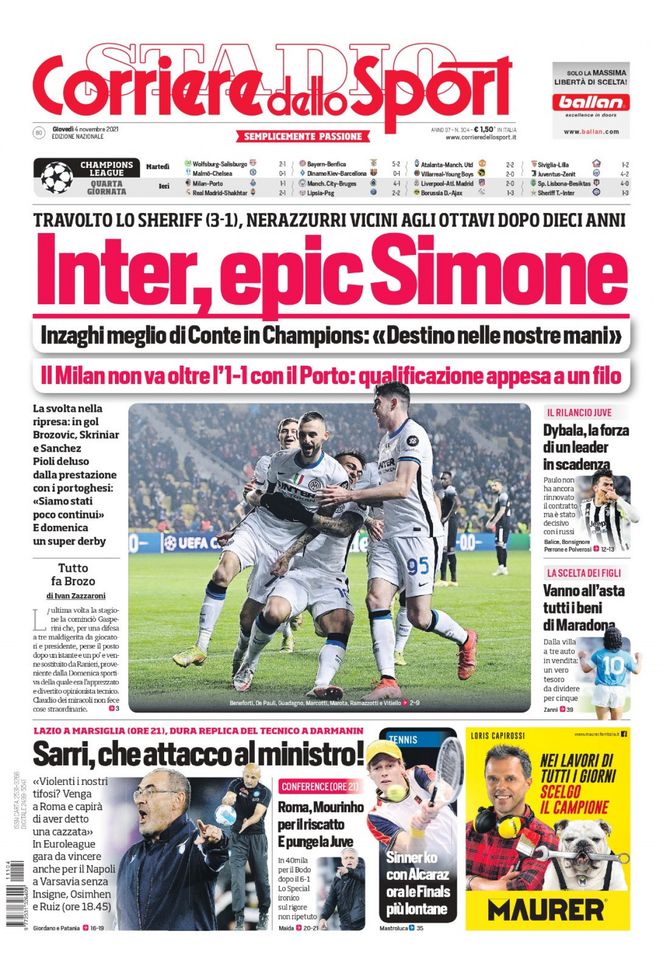 Prima Pagina, Corriere dello Sport: “Inter, epic Simone. Inzaghi meglio di Conte” Prima Pagina, Corriere dello Sport: “Inter, epic Simone. Inzaghi meglio di Conte” - immagine 1