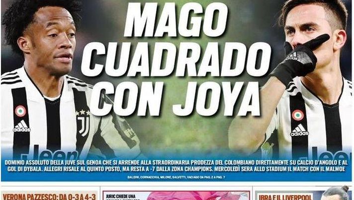 Prima Pagina, Tuttosport: “Mago Cuadrado con Jaya” Prima Pagina, Tuttosport: “Mago Cuadrado con Jaya” - immagine 1